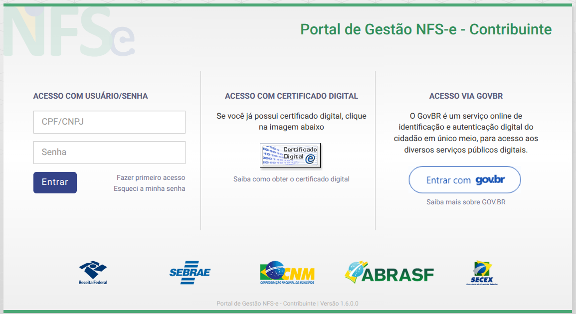 Portal de Gestão NFS-e Contribuinte
